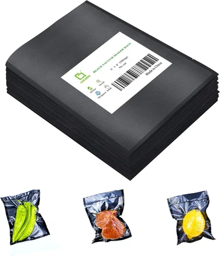 CANLENPK - Bolsas de sellado al vacío de 6 x 8 pulgadas, parte trasera negra y parte delantera transparente, bolsa de almacenamiento de alimentos,