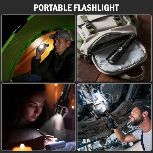 Miniatura 8 de Lylting Linternas Recargables Altos Lúmenes, 4 Pack 99,000 Lúmenes Linternas LED con Batería de 5000mAh, Linternas Multifuncionales Impermeables