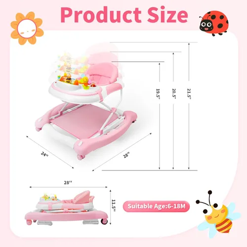 Miniatura 4 de Andador de bebé 5 en 1, andador con música y luces para bebé niño y niña de 6-12 meses, andadores de bebé plegables con ruedas y combo de rebotador