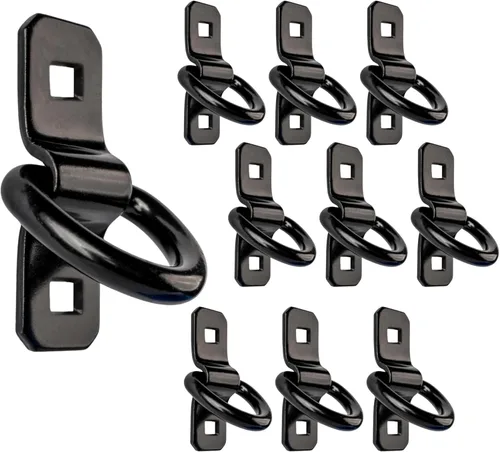 Miniatura 10 de Cavo 10 PCS anclajes de amarre de anillo en D de acero de 1/4", kit de anillos de amarre resistentes de 2400 libras para remolque, camioneta, zinc