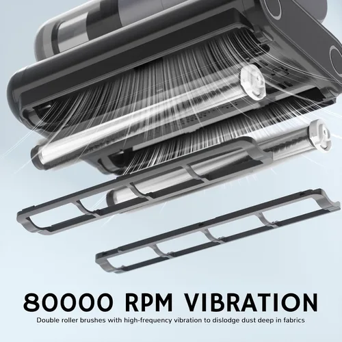 Miniatura 7 de AIRTHEREAL Aspiradora de colchón M1, aspiradora de cama 6 en 1 con vibración de alta frecuencia, rotación de cepillo doble de 80,000 RPM, luz UV-C