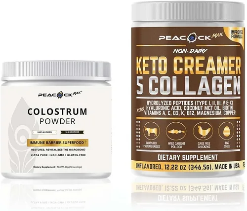 Paquete de crema de café Keto de colágeno y polvo de calostro, mezcla de proteínas y nutrientes con aceite MCT, B12 y magnesio, suplementos