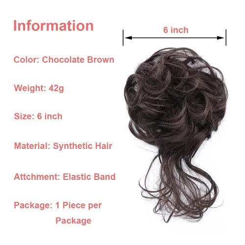 Miniatura 4 de KETHBE Extension de Cabello con Moño Desordenado para Mujer, Banda Elástica para Peinados Rizados, Extensiones de Cabello para Moños, Scrunchie
