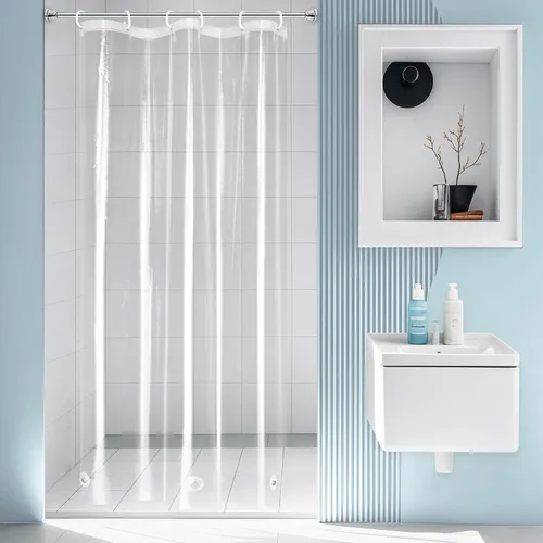 Cortina de baño EurCross con 3 imanes, forro transparente de PEVA 9G, cortina de medio baño 36x72 para ducha