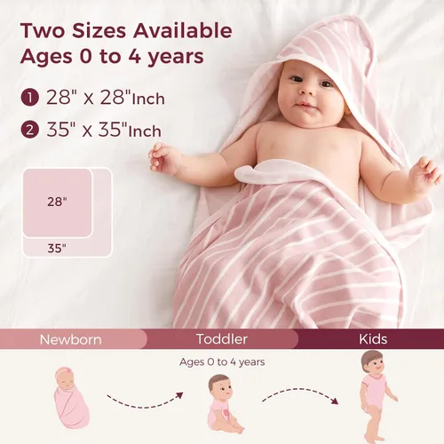 Miniatura 6 de Momcozy Toalla de bebé con capucha, ultra suave y absorbente, juego de toallas de baño grandes para mayor comodidad y suavidad en la piel del bebé