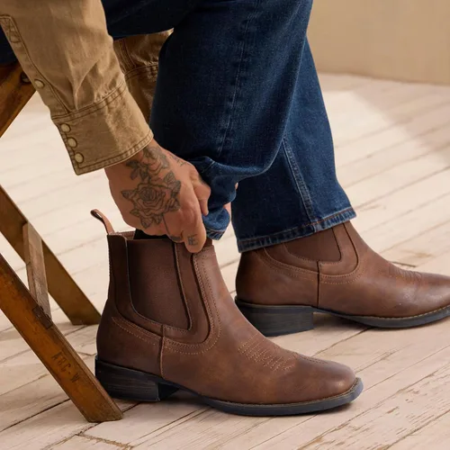 Miniatura 8 de J's.o.l.e Botas vaqueras para hombre, botas Chelsea con punta cuadrada occidental