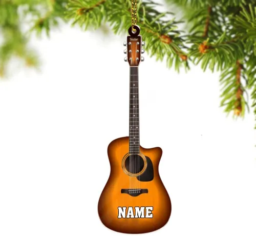 Miniatura 10 de Adorno de guitarra personalizado 2025, adorno de Navidad de guitarra acústica con nombre personalizado, regalo para guitarristas y amantes