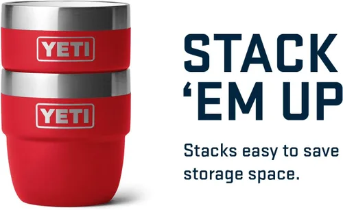 Miniatura 5 de YETI Rambler - Vaso apilable de 4 onzas, acero inoxidable, taza de café/espresso aislada al vacío, 2 unidades Rojo rescate