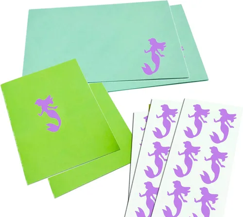 Miniatura 5 de Royal Green Calcomanías de decoración de sirena para niños, artes y manualidades en morado pastel, paquete de 40 Púrpura pastel
