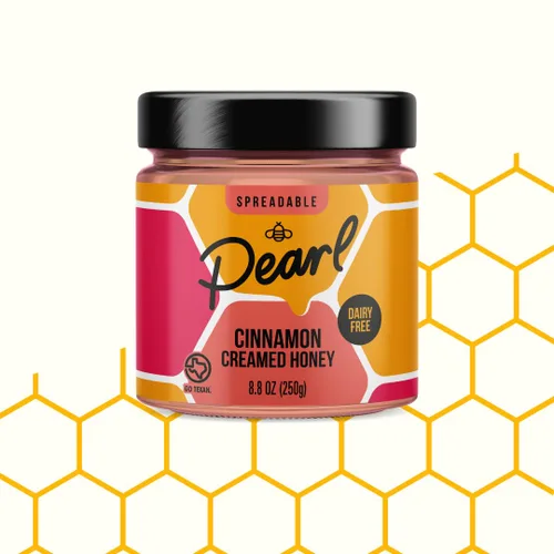 Pearl Honey Spreads - Miel cruda en crema orgánica con sabor a canela - Sin químicos, sin lácteos, sin soja y 100% con sabor natural | Tarro de 8.8