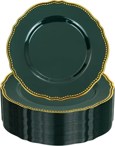 Miniatura 9 de Hioasis 100 piezas Platos de plástico blancos - Platos de cena desechables blancos de 10.25 pulgadas, Platos de cena de plástico, elegantes