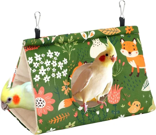 Miniatura 22 de Rypet Casa de nido de pájaros cálida para invierno, hamaca colgante de terciopelo, jaula de felpa mullida para pájaros escondidos, cama para dormir