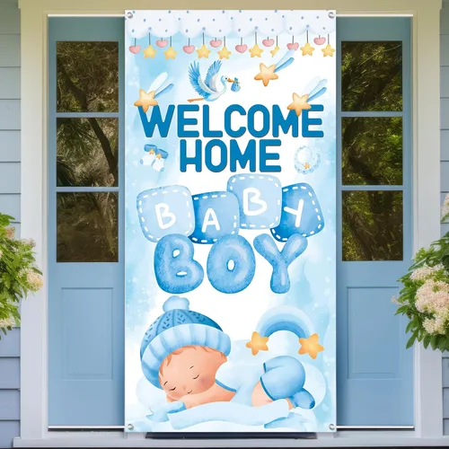 Cartel de bienvenida a casa para puerta de bebé, baby shower, revelación de género, decoraciones para fiestas para niños, con texto en inglés "It's