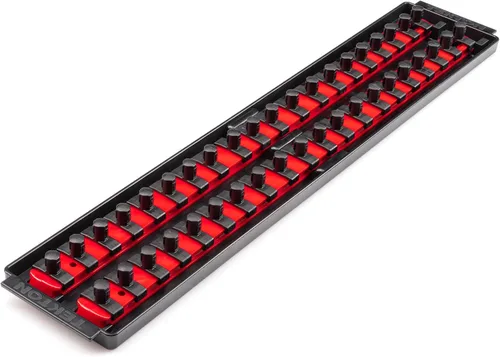 Miniatura 6 de TEKTON 3/8 Pulgadas de accionamiento x 8 Pulgadas de riel de enchufe, 10 clips (negro) OSR11210 Fabricado en EE. UU