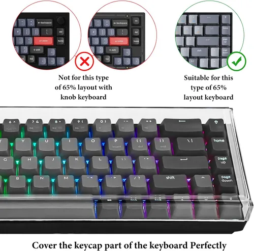Miniatura 2 de GEEKRIA Cubierta antipolvo para teclado 65%, cubierta de teclado acrílico transparente para teclado mecánico de computadora de 68 teclas, compatible