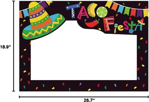 Miniatura 7 de SWYOUN Cinco de Mayo Taco Fiesta Photo Booth Props Mexican Party Supplies Decoración con marco de papel (paquete de 33)