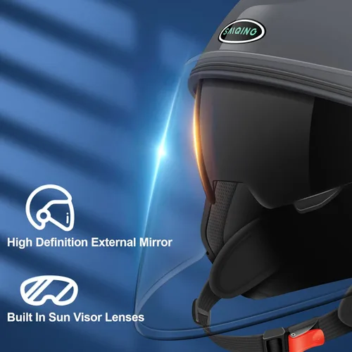 Miniatura 3 de Casco de motocicleta abierto para adultos 3/4, con doble visera, para moto, scooter, ebike, ciclomotor, para hombres y mujeres, aprobado por el DOT