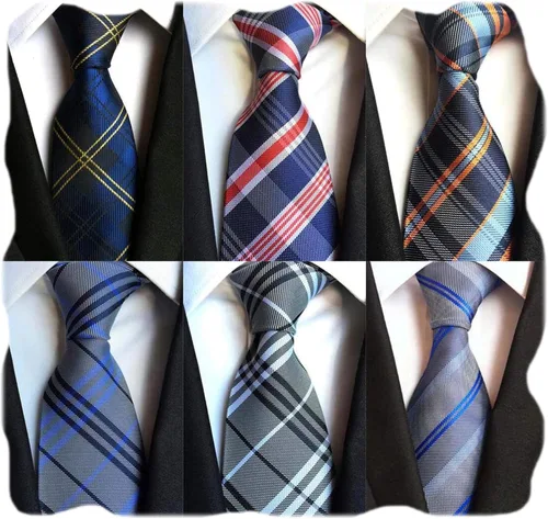 Miniatura 18 de WeiShang Lote de 6 corbatas clásicas de seda para hombre, corbatas tejidas jacquard