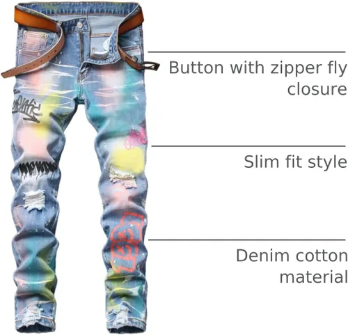 Miniatura 37 de Enrica Pantalones vaqueros estampados casuales para hombre