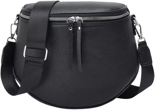Large Fanny Pack Crossbody Sling Bags,Crossbody Bags for Women Large Vegan Leather Bum Bag with Coin Purse (Black)
