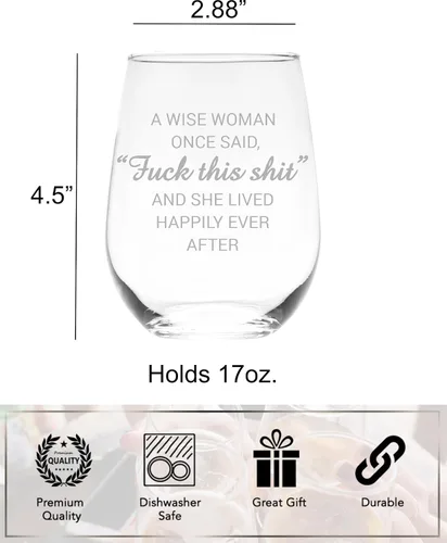 Miniatura 5 de C & M Regalos personales A Wise Woman Once Said "F*ck this sh*t" Copa de vino sin tallo (1 pieza) de 17 onzas, regalos de broma para mujeres