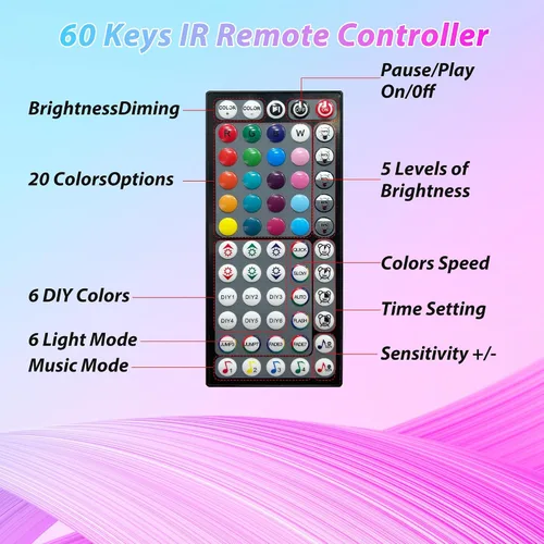 Miniatura 5 de GANZQH Luces LED para dormitorio, 150 pies, sincronización de música, cambio de color, tira de luces LED con control remoto y aplicación, luces LED