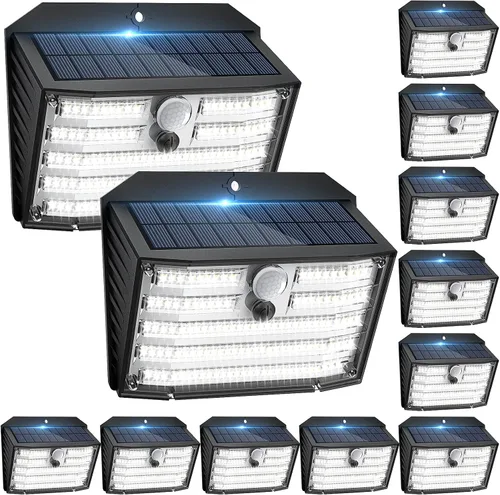 Miniatura 19 de CLAONER Luces solares para exteriores [126 LED], luces inalámbricas con sensor de movimiento, luces de seguridad impermeables IP65, 3 modos, ángulo