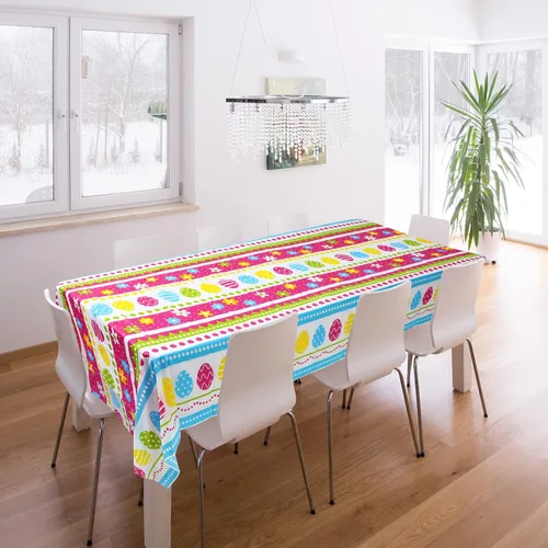 Miniatura 6 de Oudain 12 manteles de fiesta de Pascua a granel, cubierta de mesa de huevos de Pascua de plástico desechable, mantel de conejo colorido