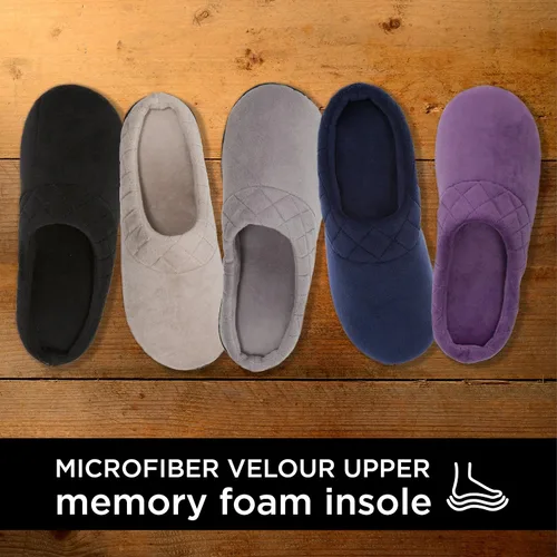 Miniatura 11 de Dearfoams Darcy - Pantuflas de velour de microfibra, tipo zueco con bordes acolchados, para mujer