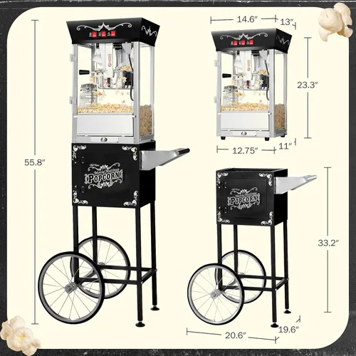 Miniatura 6 de Great Northern Popcorn Black Matinee Movie - Máquina de palomitas de maíz antigua estilo barra de 8 onzas