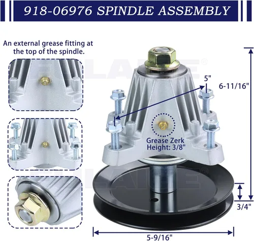Miniatura 3 de Paquete de 2 conjuntos de husillo 918-06976 con polea 756-05034A reemplazan al husillo Cub Cadet 918-06976A 618-06976 para Cub Cadet XT1-LT42