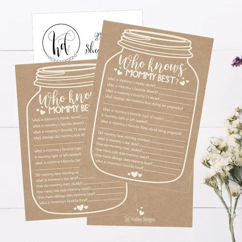 Miniatura 4 de Hadley Designs Juegos de baby shower para 25 invitados – Kraft Who Knows Mommy Best Baby Shower Game, juegos de baby shower para niños y niñas