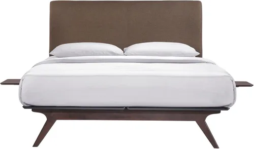 Miniatura 4 de Base de cama Modway Tracy de madera, color beige cappuccino, Madera, Cappuccino marrón