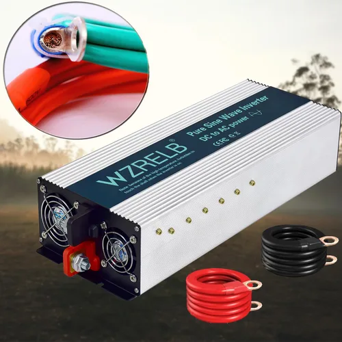 Miniatura 9 de WZRELB 2500W Inversor de onda sinusoidal pura 12V DC a 110V 120V AC con pantalla LED, terminal de cableado duro, inversor de potencia portátil fuera