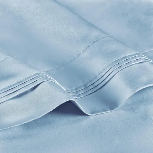 Miniatura 4 de Superior 100% algodón egipcio de 650 hilos, juego de fundas de almohada estándar de 2 piezas, una sola capa, sólido, azul bebé