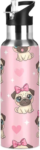 Miniatura 8 de Insulated Water Bottle 32 Oz, Leakproof Water Bottles for Gym Outdoor Travel School, Cute Cartoon Pugs Eyes