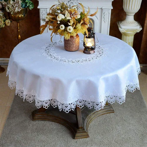 Miniatura 12 de ARTABLE Mantel redondo de encaje rústico macramé bordado manteles de mesa para cosecha, decoración de aparador, granja, cocina y hogar