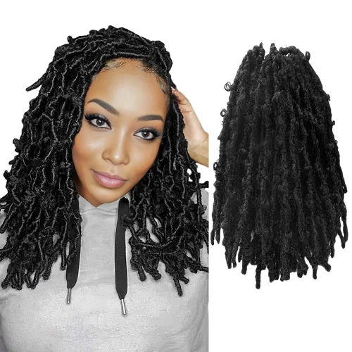 Miniatura 11 de Niseyo 6 paquetes de trenzas de ganchillo suaves de mariposa de 10 pulgadas, hechas a mano, preenlazadas, color negro oscuro, trenzas de mariposa
