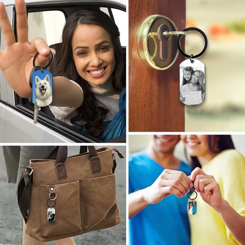 Miniatura 6 de Llavero personalizado con imagen, llavero giratorio de doble cara con fotos coloridas, regalos conmemorativos para amantes de la familia