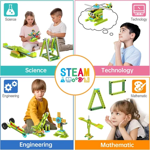 Miniatura 6 de makerzoid Kit de robot de construcción, más de 370 bloques de construcción educativos, más de 100 modelos, juguete de robot STEM para niños a partir