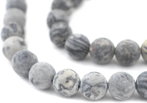 Miniatura 222 de The Bead Chest Cuentas de Jade Blanco Mate Redondas (8mm): Piedra Preciosa Orgánica Redonda Esférica de Energía con Poder de Sanación para Hacer