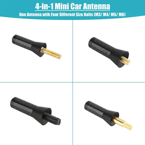 Miniatura 7 de Antena de radio para automóvil, 1.38 pulgadas, tornillo de fibra de carbono, antena corta para vehículo, camión, radio de aluminio, para decoración