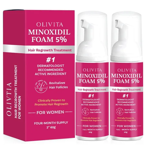 5% de espuma de minoxidil para el crecimiento del cabello de las mujeres: tratamiento de crecimiento del cabello extra fuerte - Solución de pérdida