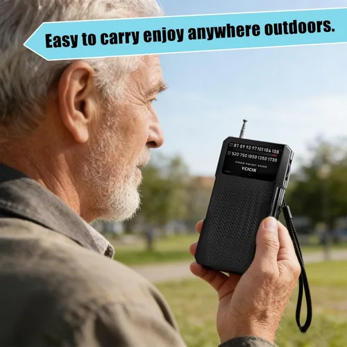 Miniatura 2 de Radios portátil Am Fm, radio a batería con conector para auriculares y clip trasero, radio de bolsillo con recepción de largo alcance para personas