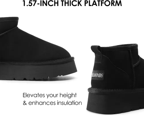 Miniatura 4 de DREAM PAIRS Botas de nieve para mujer, botas de invierno con plataforma y forro de piel sintética