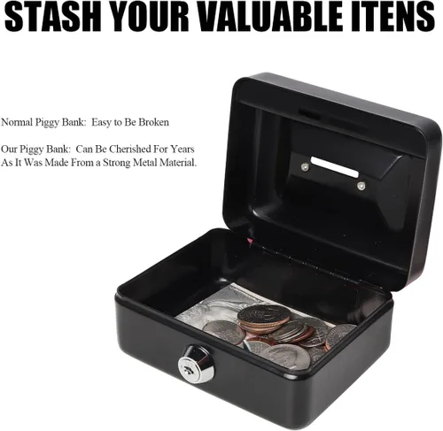 Miniatura 5 de Jssmst SMCB003 - Caja fuerte con cerradura, regalos de cumpleaños 2017, caja metálica para niños, adultos, resistente, 100% segura , Negro