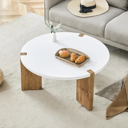 Miniatura 7 de Mesa de centro rectangular de madera de 47.2 pulgadas, mesas de centro modernas de mediados de siglo para sala de estar, parte superior de MDF