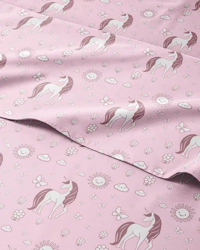 Miniatura 16 de CGK Linens Sábanas tamaño matrimonial, juego de 4 piezas, de zorro, flores, corazón, temática de animales, ultrasuave, transpirable, lavable a