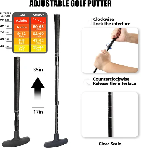 Miniatura 2 de Adjustable Mini Golf Putter Set with 8 Golf Balls, Two Way Golf Putters for Men Women Right/Left Handed, Mini Club Set Golf Gifts