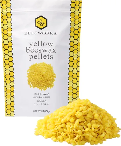 Miniatura 6 de Beesworks- Paquete de 2 - Pellets de cera de abejas amarilla 1LB - (2 LBS Total) - Calidad 100% Pura, Grado-Premium cosmético, para muchos usos